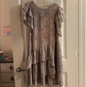 Who what wear layered ruffle leopard print dress